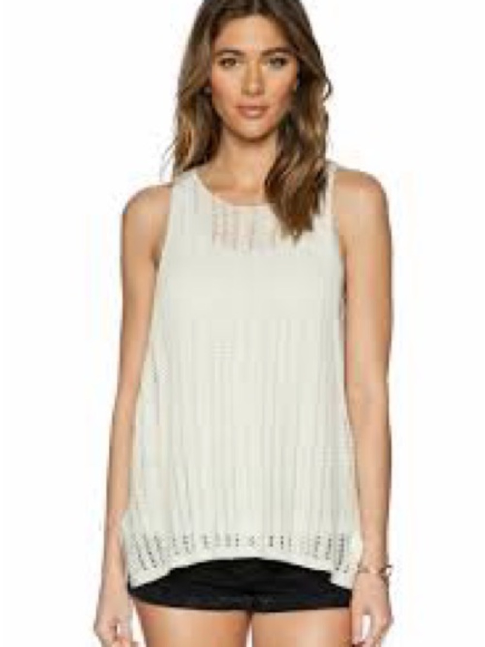Free People Cream Crochet-Trim Tank